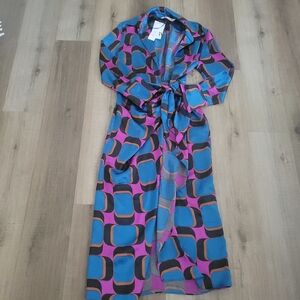 Zara Blue and Pink Geometric Dress